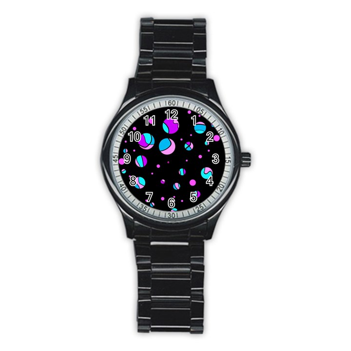 Blue and purple dots Stainless Steel Round Watch