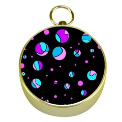 Blue And Purple Dots Gold Compasses by Valentinaart