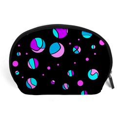 Blue And Purple Dots Accessory Pouches (large)  by Valentinaart