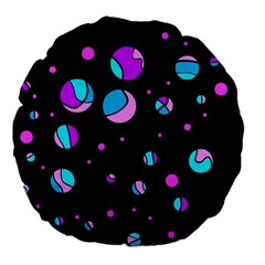 Blue And Purple Dots Large 18  Premium Flano Round Cushions