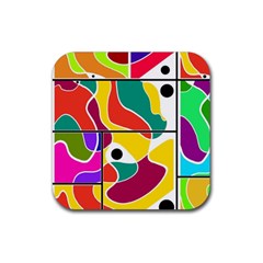 Colorful Windows  Rubber Coaster (square) 