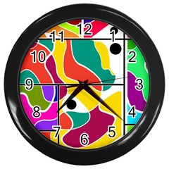 Colorful Windows  Wall Clocks (black)