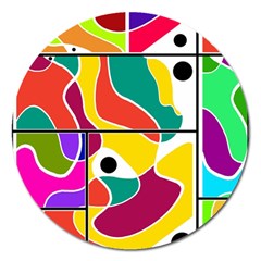 Colorful Windows  Magnet 5  (round) by Valentinaart