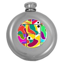 Colorful Windows  Round Hip Flask (5 Oz)