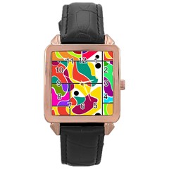 Colorful Windows  Rose Gold Leather Watch  by Valentinaart