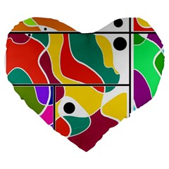 Colorful Windows  Large 19  Premium Flano Heart Shape Cushions