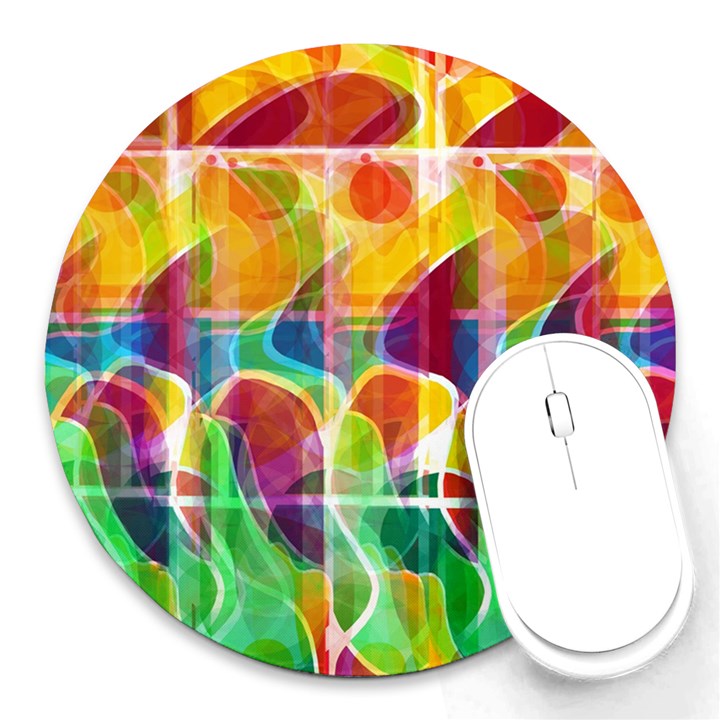 Abstract sunrise Round Mousepads