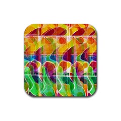 Abstract Sunrise Rubber Coaster (square) 