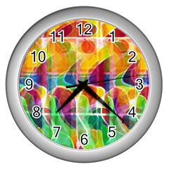 Abstract Sunrise Wall Clocks (silver)  by Valentinaart