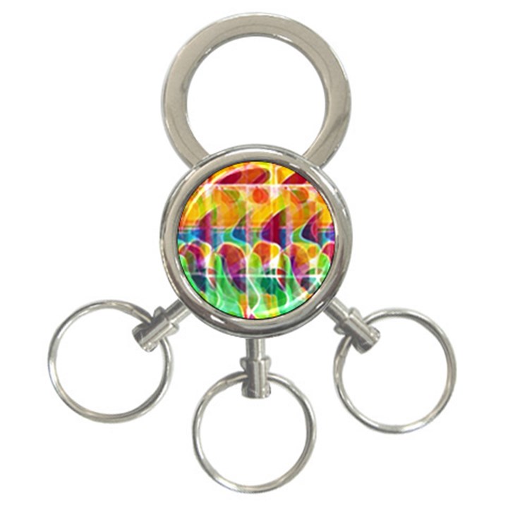 Abstract sunrise 3-Ring Key Chains