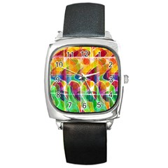 Abstract Sunrise Square Metal Watch