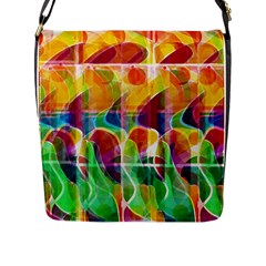 Abstract Sunrise Flap Messenger Bag (l) 