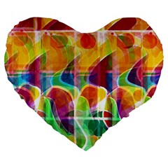 Abstract Sunrise Large 19  Premium Flano Heart Shape Cushions by Valentinaart