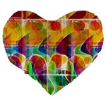 Abstract sunrise Large 19  Premium Flano Heart Shape Cushions Back