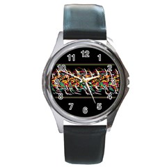 Colorful barbwire  Round Metal Watch