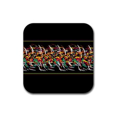 Colorful barbwire  Rubber Coaster (Square) 