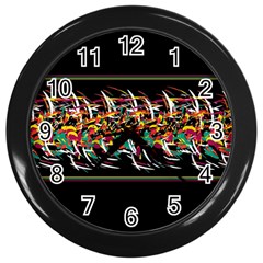 Colorful barbwire  Wall Clocks (Black)