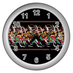 Colorful barbwire  Wall Clocks (Silver) 