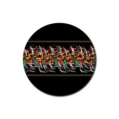 Colorful barbwire  Rubber Round Coaster (4 pack) 