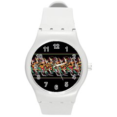 Colorful barbwire  Round Plastic Sport Watch (M)