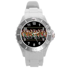 Colorful barbwire  Round Plastic Sport Watch (L)