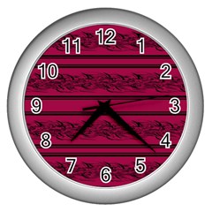 Red Barbwire Pattern Wall Clocks (silver) 