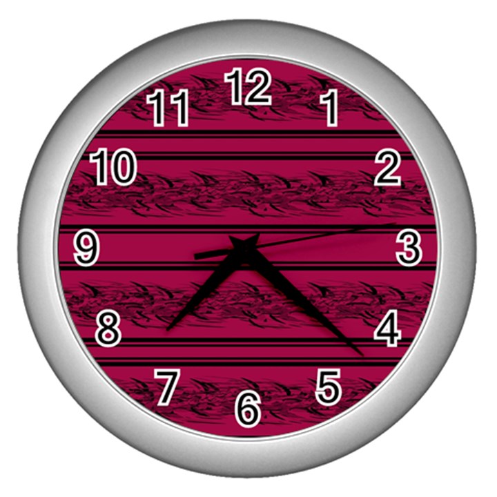 Red barbwire pattern Wall Clocks (Silver) 