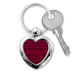 Red Barbwire Pattern Key Chains (heart)  by Valentinaart