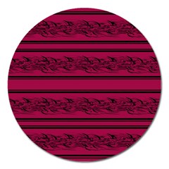 Red Barbwire Pattern Magnet 5  (round) by Valentinaart