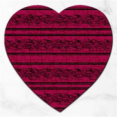 Red Barbwire Pattern Jigsaw Puzzle (heart) by Valentinaart