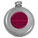 Red barbwire pattern Round Hip Flask (5 oz) Front