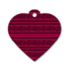 Red Barbwire Pattern Dog Tag Heart (two Sides)