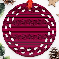 Red Barbwire Pattern Ornament (round Filigree) 