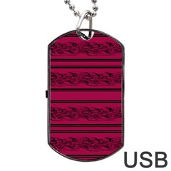 Red Barbwire Pattern Dog Tag Usb Flash (one Side) by Valentinaart