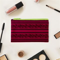 Red Barbwire Pattern Cosmetic Bag (xs) by Valentinaart