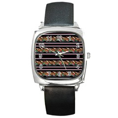 Colorful Barbwire Square Metal Watch by Valentinaart