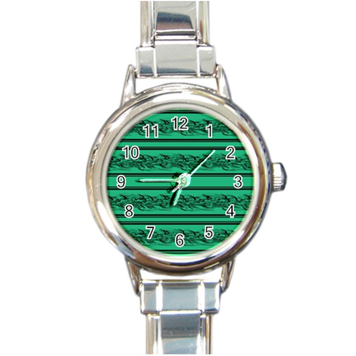 Green barbwire Round Italian Charm Watch