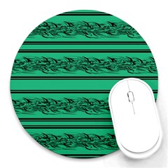 Green Barbwire Round Mousepads