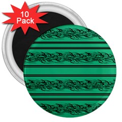 Green Barbwire 3  Magnets (10 Pack)  by Valentinaart