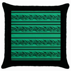 Green Barbwire Throw Pillow Case (black)