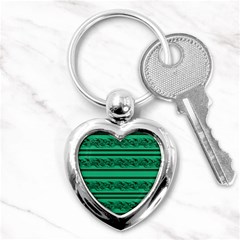 Green Barbwire Key Chains (heart)  by Valentinaart