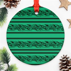 Green Barbwire Round Ornament (two Sides) 