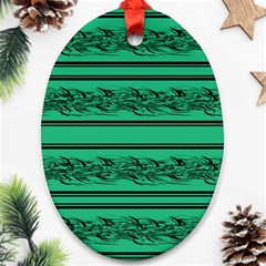 Green Barbwire Oval Ornament (two Sides)