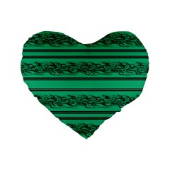 Green Barbwire Standard 16  Premium Heart Shape Cushions by Valentinaart