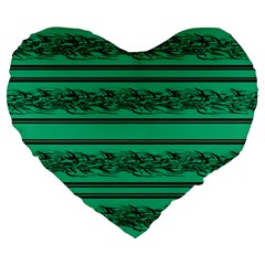 Green Barbwire Large 19  Premium Heart Shape Cushions by Valentinaart