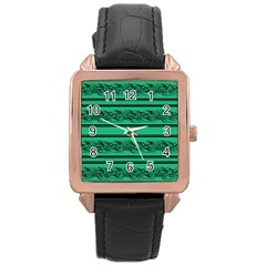 Green Barbwire Rose Gold Leather Watch 