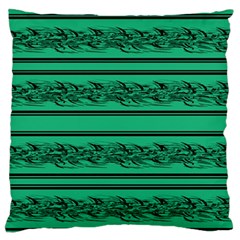 Green Barbwire Large Flano Cushion Case (one Side) by Valentinaart