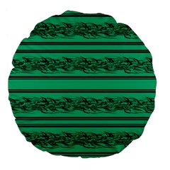 Green Barbwire Large 18  Premium Flano Round Cushions