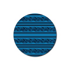 Blue Barbwire Rubber Round Coaster (4 Pack)  by Valentinaart