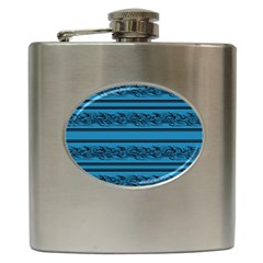 Blue Barbwire Hip Flask (6 Oz) by Valentinaart